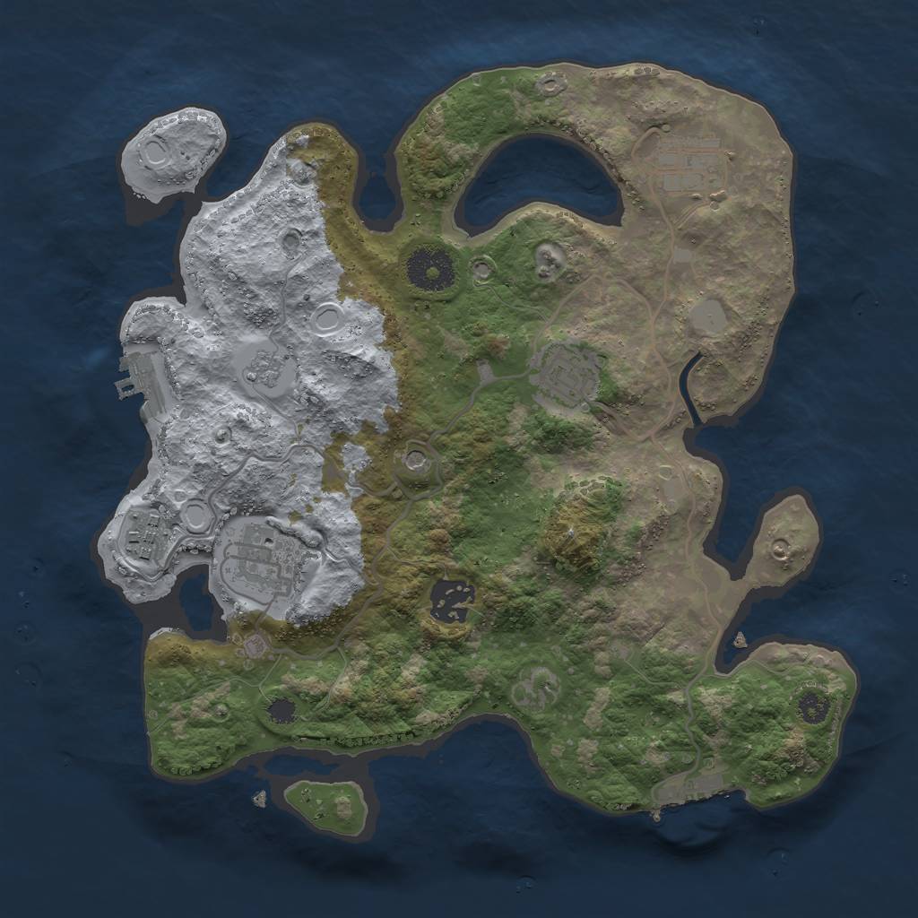 Rust Map: Procedural Map, Size: 3000, Seed: 598634, 12 Monuments