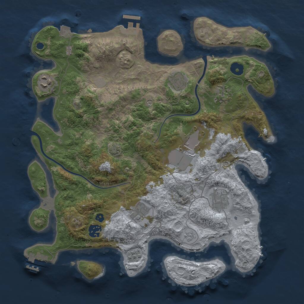 Rust Map: Procedural Map, Size: 3500, Seed: 256482, 14 Monuments