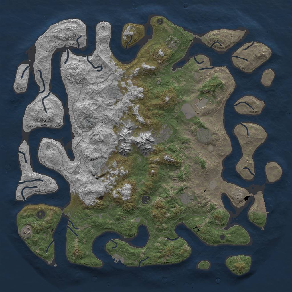 Rust Map: Procedural Map, Size: 5000, Seed: 2210, 18 Monuments