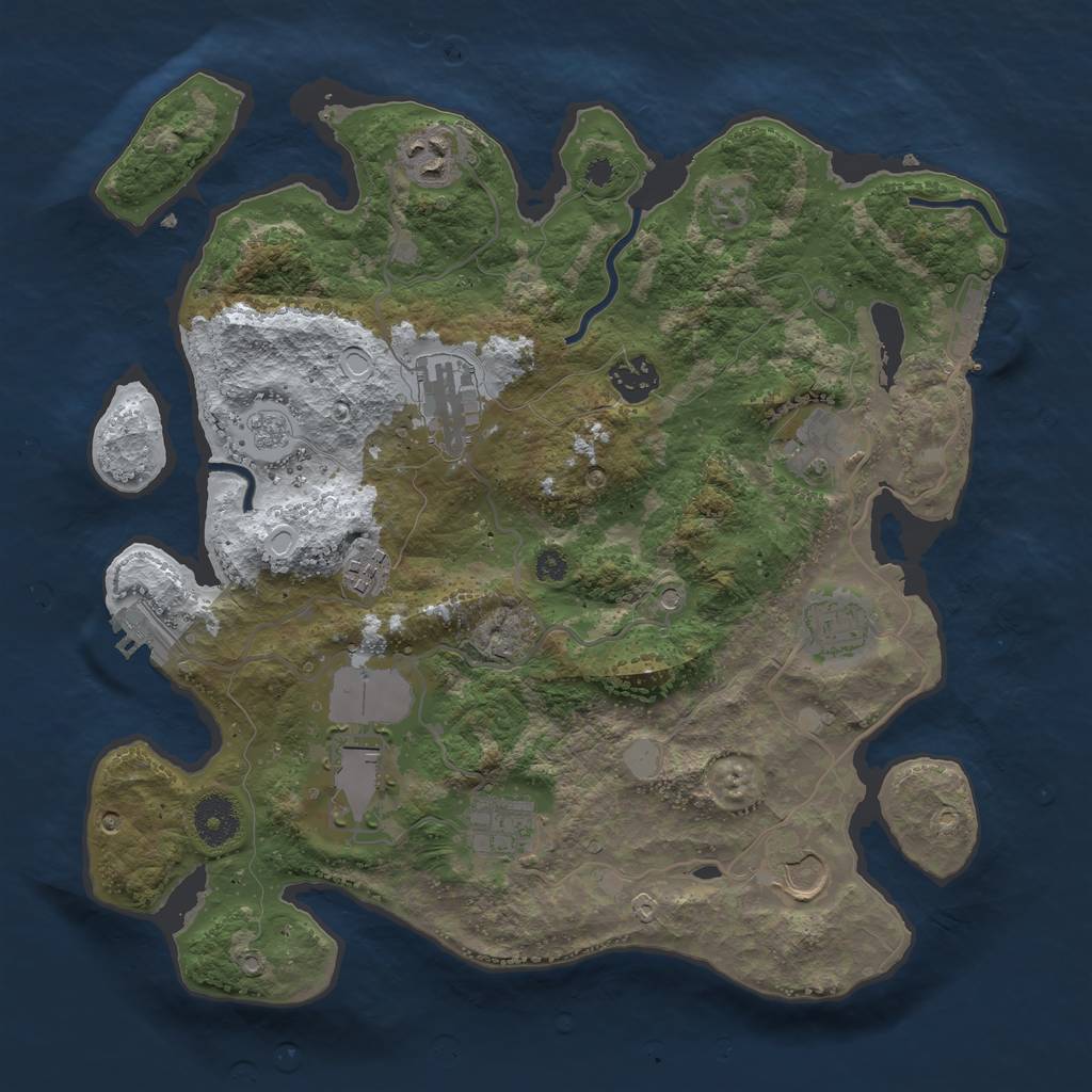 Rust Map: Procedural Map, Size: 3500, Seed: 1955326704, 18 Monuments