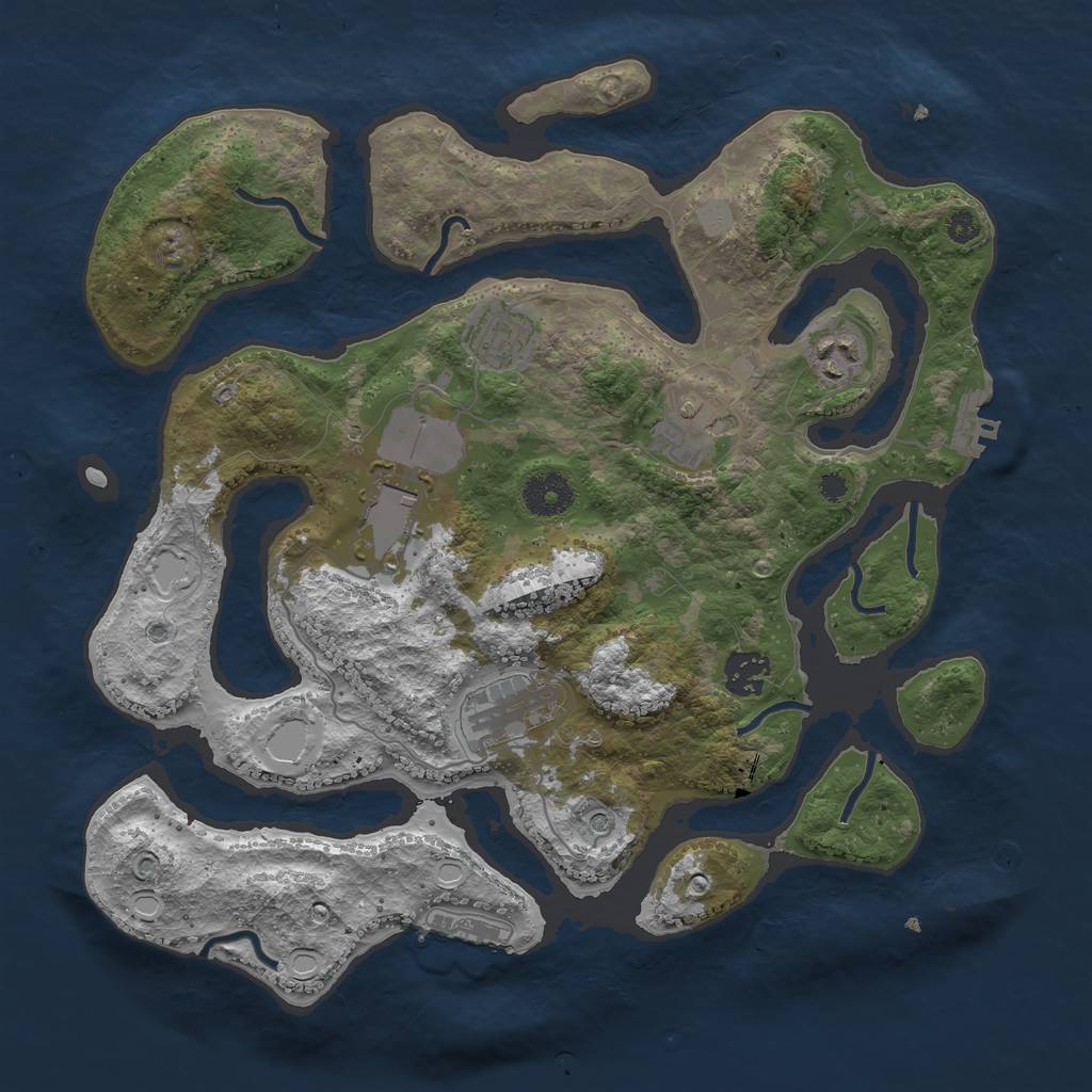 Rust Map: Procedural Map, Size: 3500, Seed: 259658, 14 Monuments