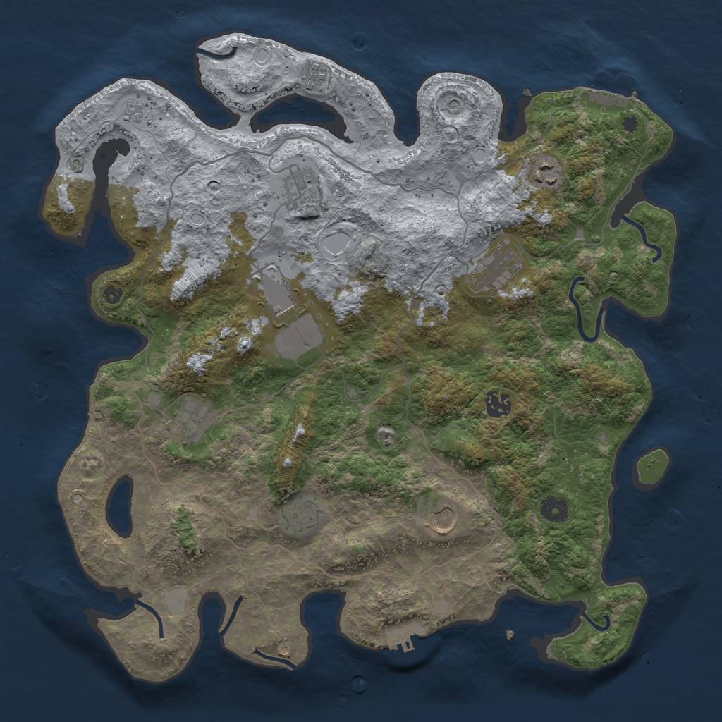 Rust Map: Procedural Map, Size: 4000, Seed: 535022636, 16 Monuments