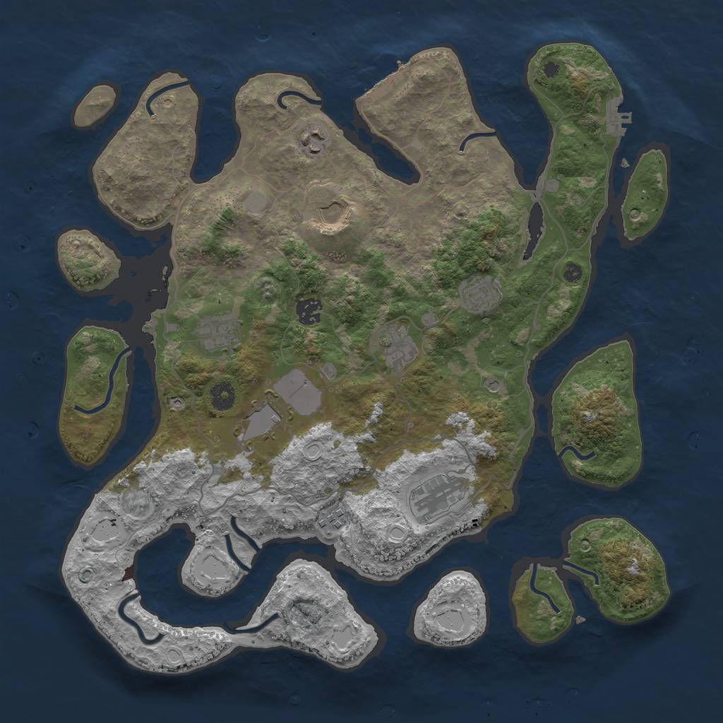 Rust Map: Procedural Map, Size: 4000, Seed: 862246661, 17 Monuments