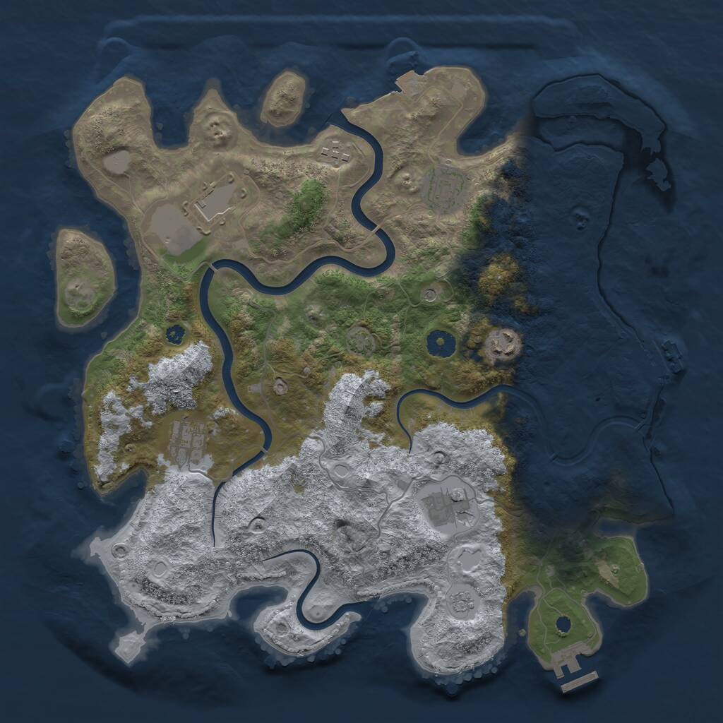 Rust Map: Procedural Map, Size: 3800, Seed: 971, 12 Monuments