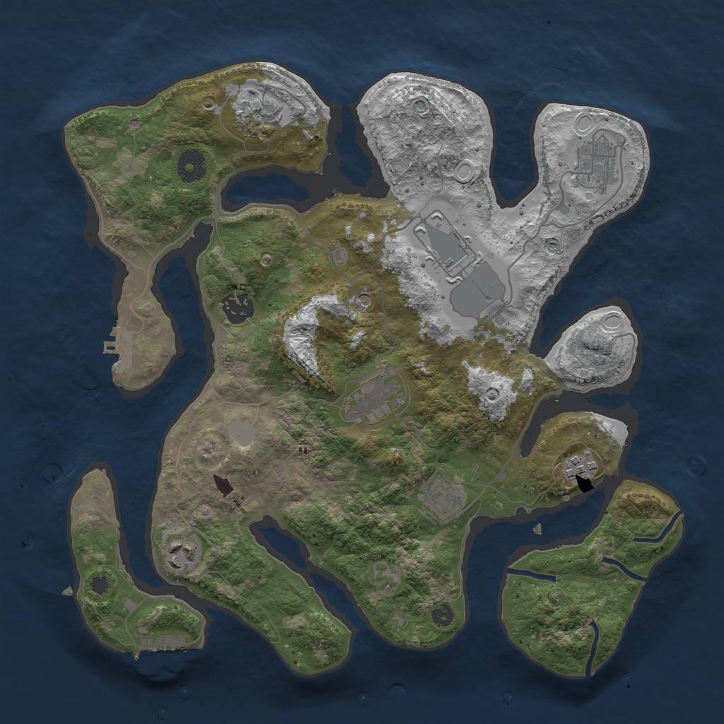 Rust Map: Procedural Map, Size: 3500, Seed: 5431, 16 Monuments