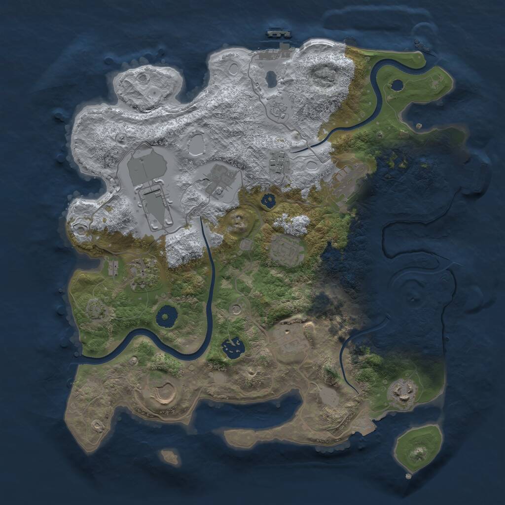 Rust Map: Procedural Map, Size: 3500, Seed: 247136458, 16 Monuments