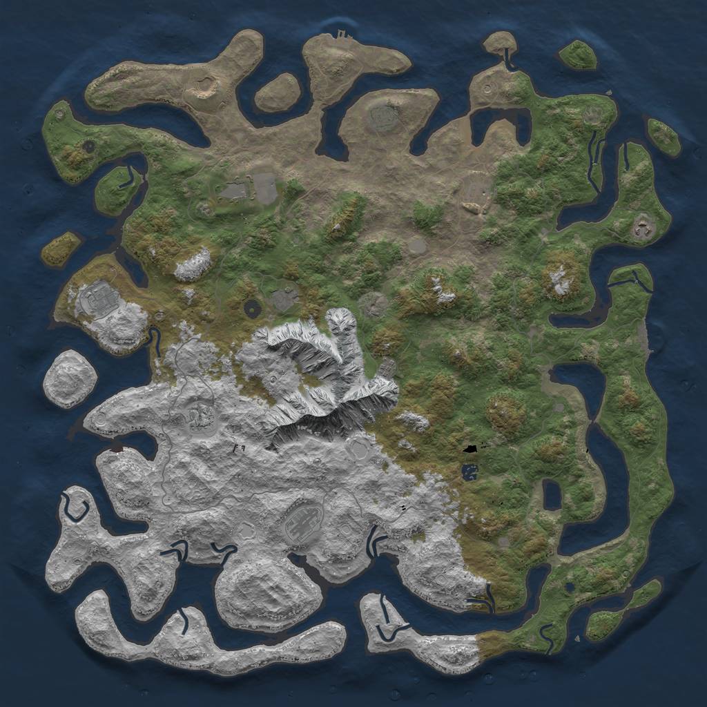 Rust Map: Procedural Map, Size: 6000, Seed: 5010, 19 Monuments