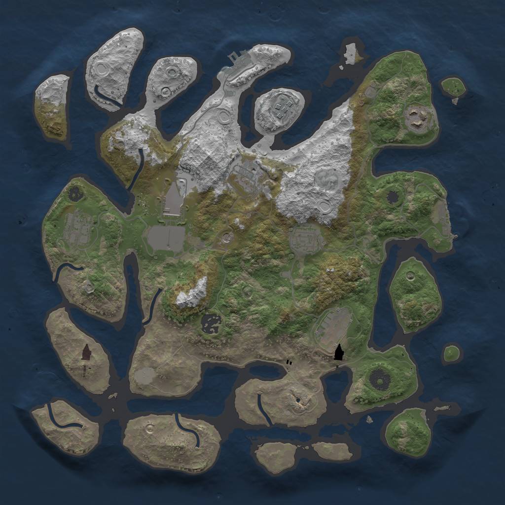 Rust Map: Procedural Map, Size: 3600, Seed: 287144374, 16 Monuments