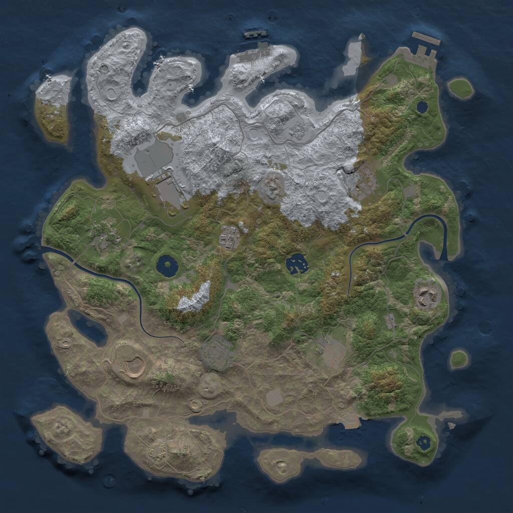 Rust Map: Procedural Map, Size: 3600, Seed: 287144374, 14 Monuments