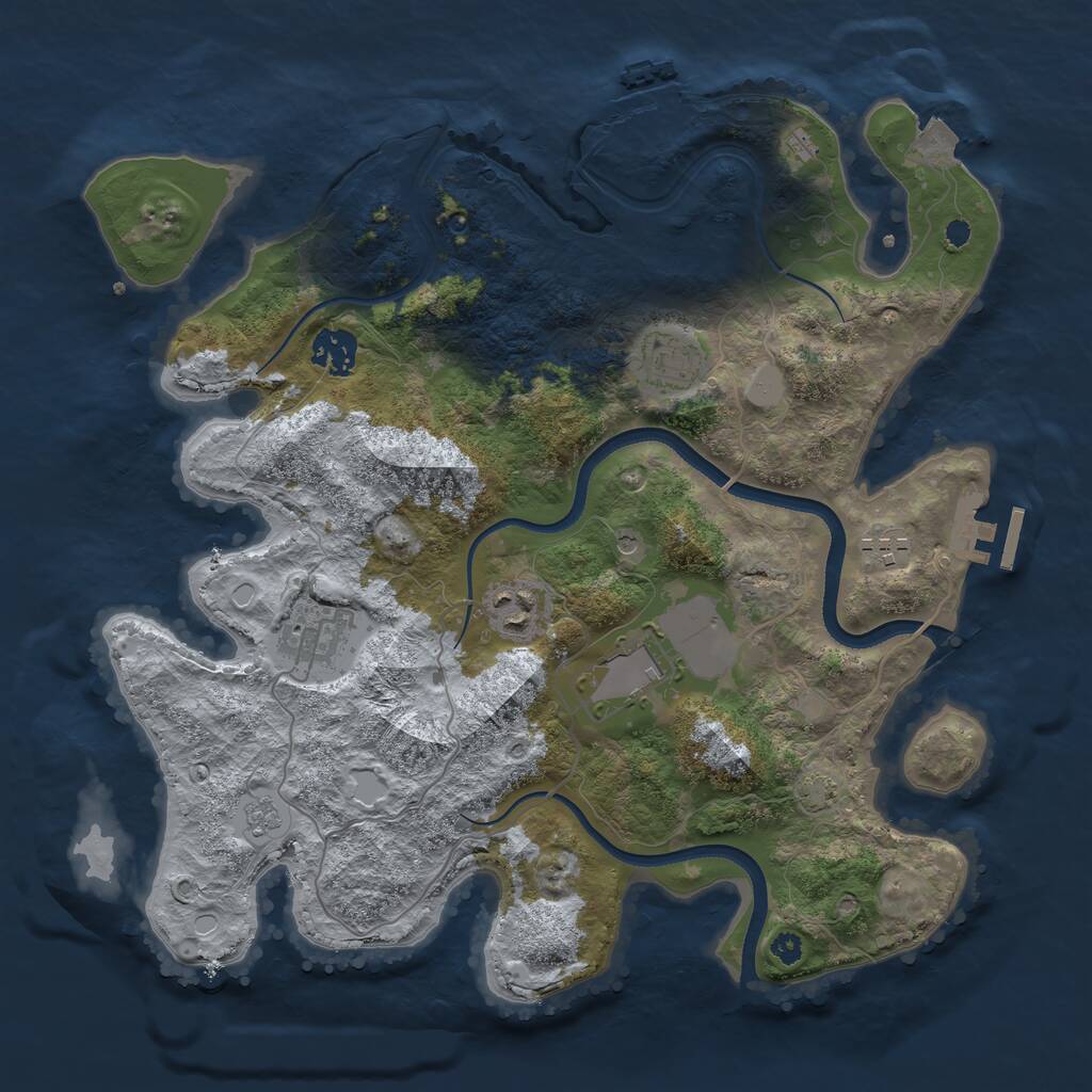 Rust Map: Procedural Map, Size: 3500, Seed: 59412453, 12 Monuments