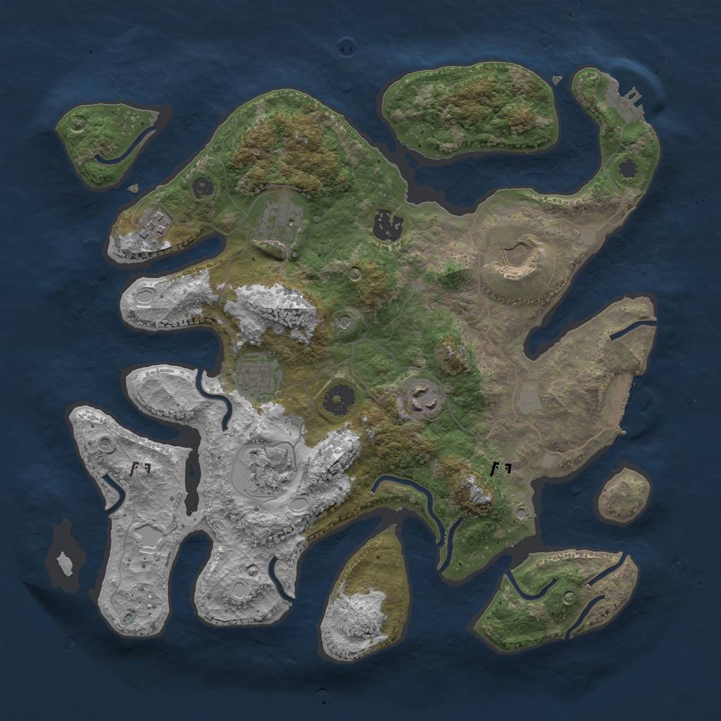 Rust Map: Procedural Map, Size: 3500, Seed: 59412453, 15 Monuments