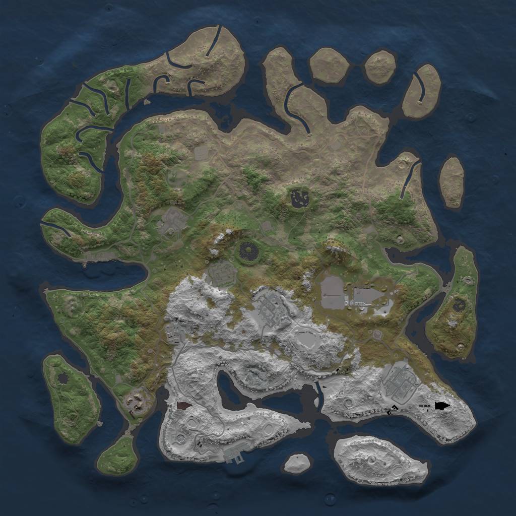 Rust Map: Procedural Map, Size: 4000, Seed: 275361, 16 Monuments