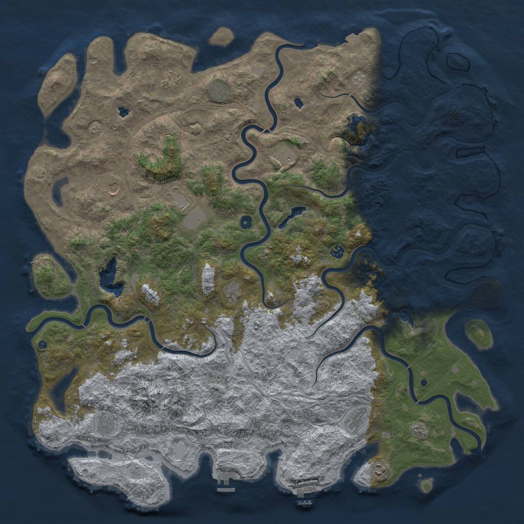 Rust Map: Procedural Map, Size: 6000, Seed: 19230, 17 Monuments