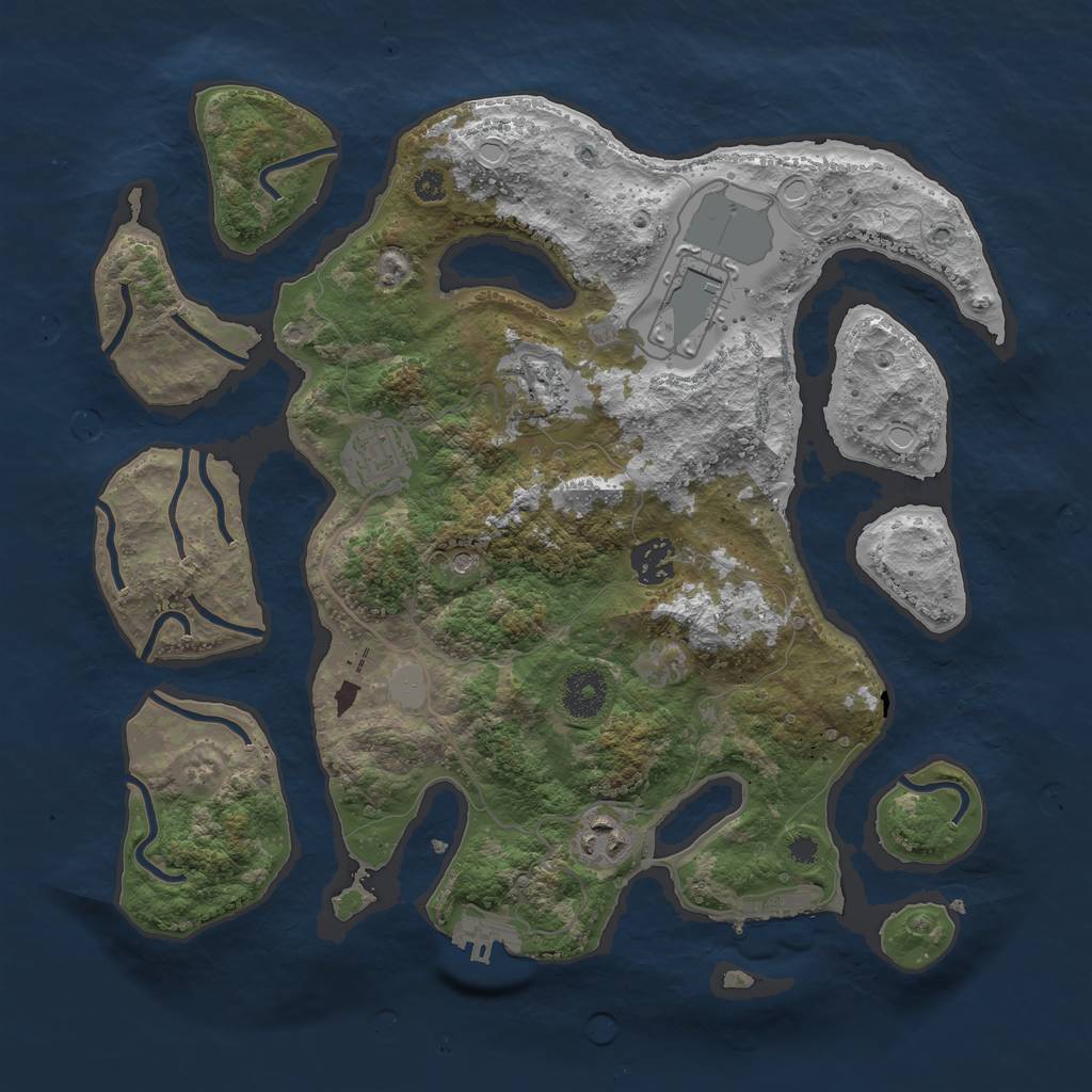 Rust Map: Procedural Map, Size: 3500, Seed: 1415850553, 13 Monuments