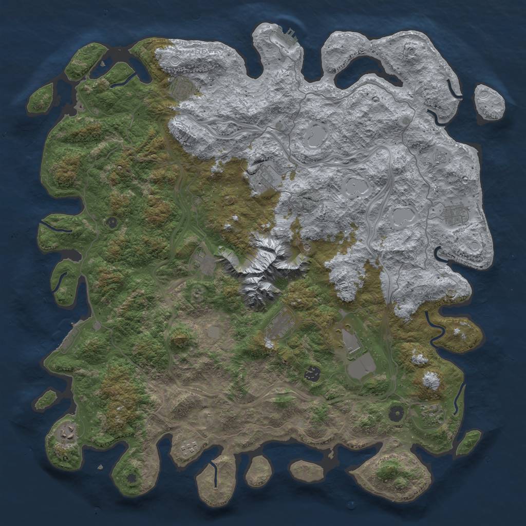 Rust Map: Procedural Map, Size: 5000, Seed: 345456, 17 Monuments