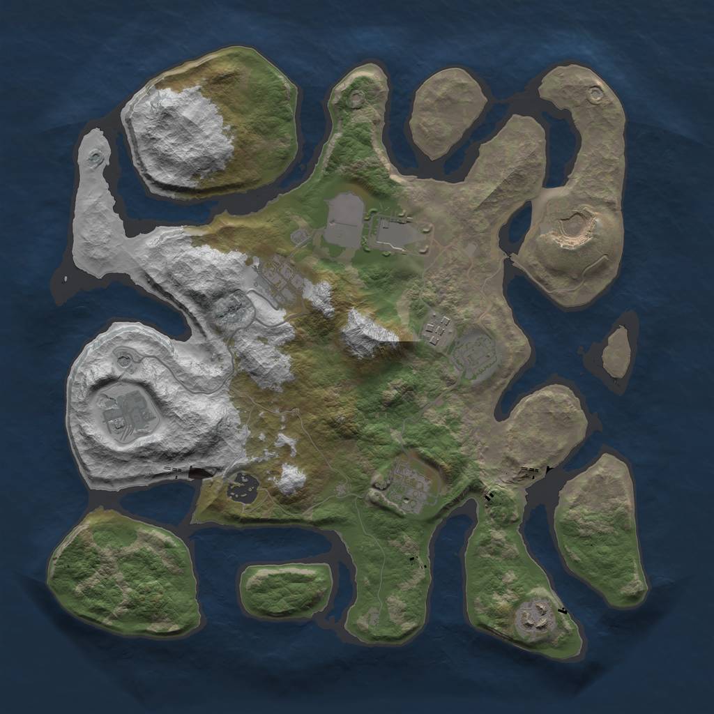 Rust Map: Barren, Size: 3500, Seed: 5777, 12 Monuments