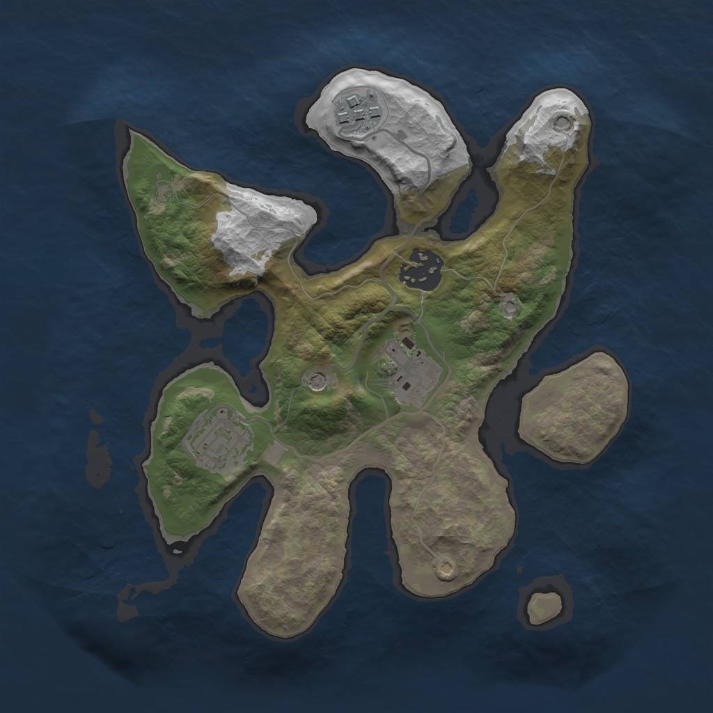 Rust Map: Barren, Size: 2500, Seed: 411291, 7 Monuments