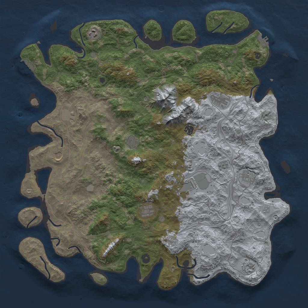 Rust Map: Procedural Map, Size: 5000, Seed: 113, 18 Monuments