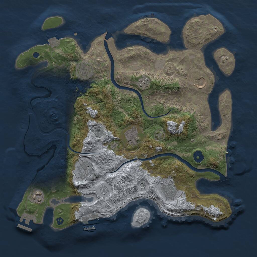 Rust Map: Procedural Map, Size: 3500, Seed: 867, 13 Monuments