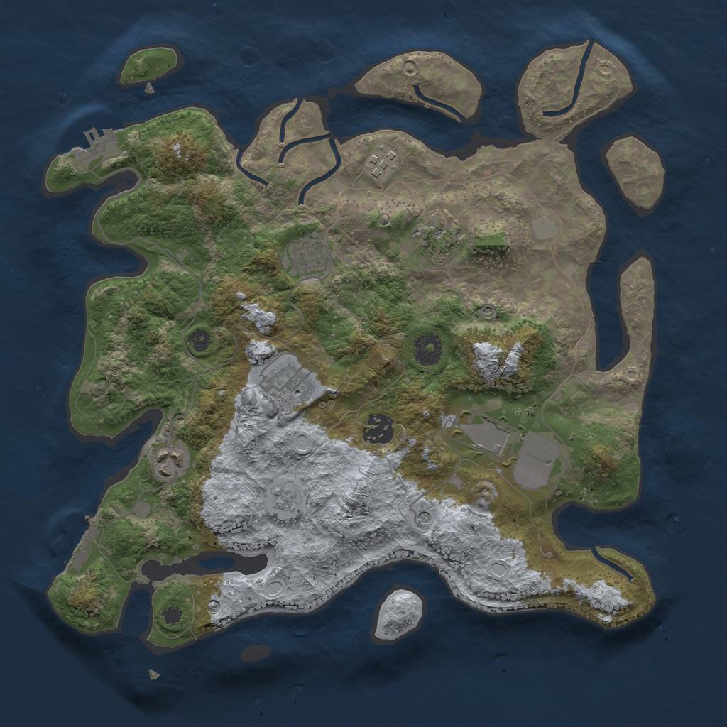 Rust Map: Procedural Map, Size: 3500, Seed: 867, 14 Monuments