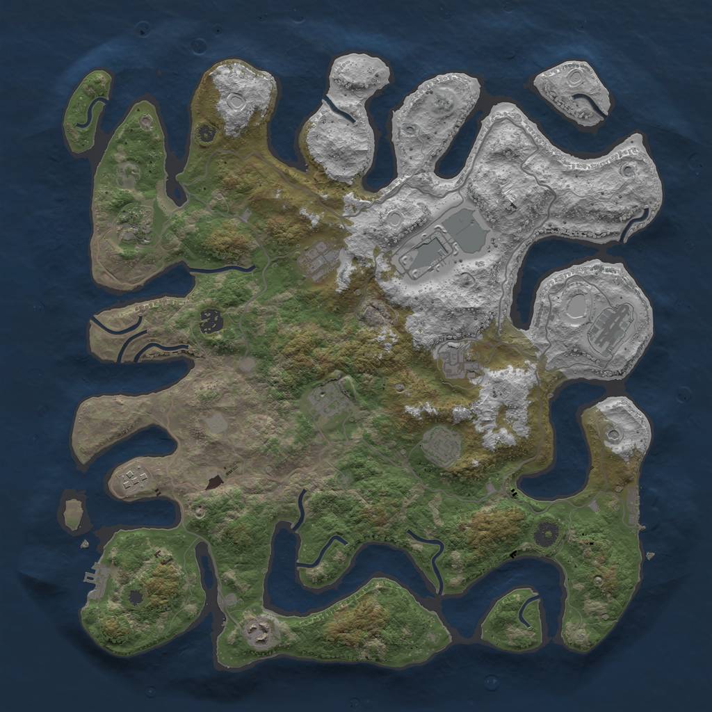 Rust Map: Procedural Map, Size: 4299, Seed: 3673215, 18 Monuments