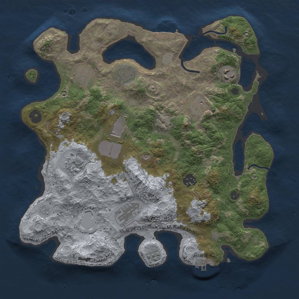 Rust Map: Procedural Map, Size: 3500, Seed: 1164395434, 16 Monuments