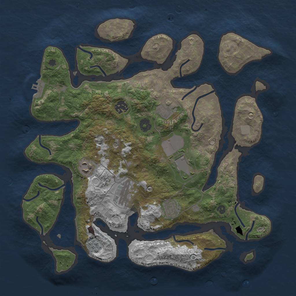 Rust Map: Procedural Map, Size: 3500, Seed: 11087395, 14 Monuments