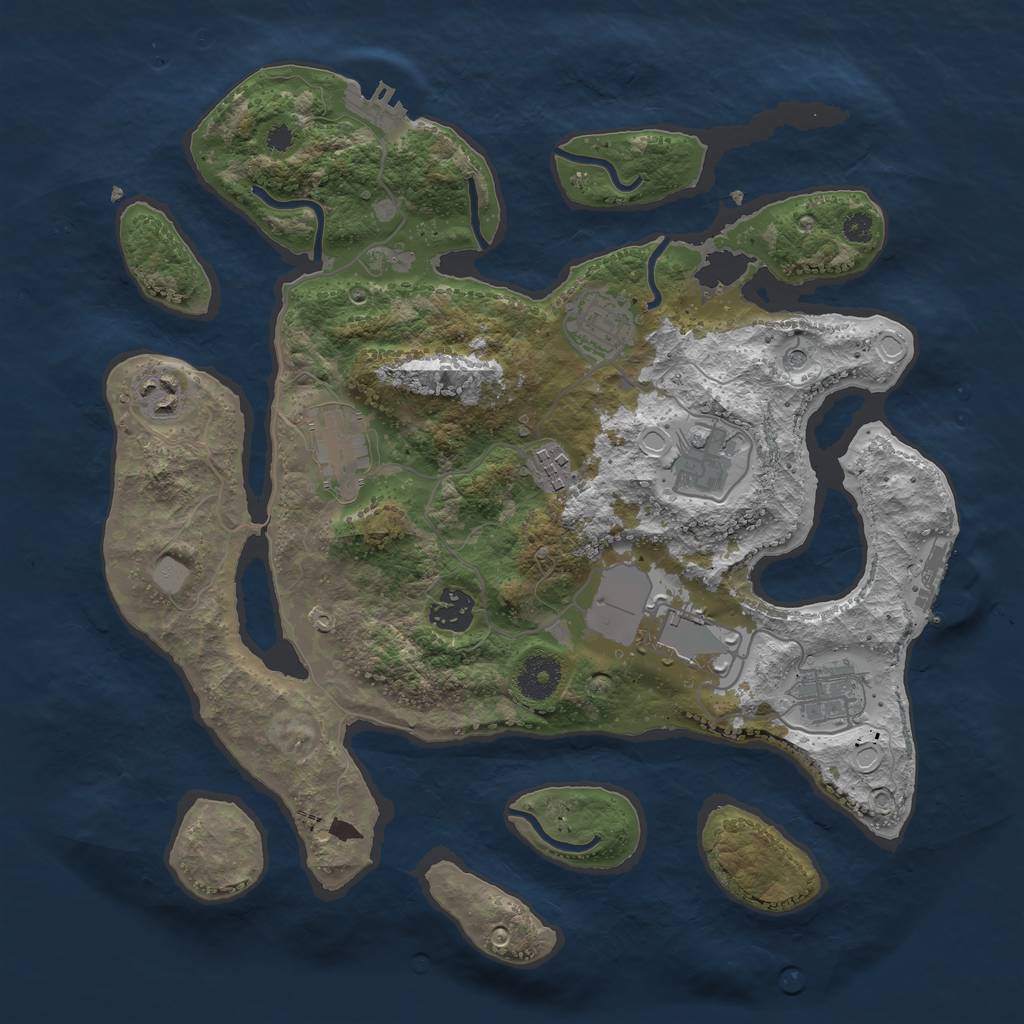 Rust Map: Procedural Map, Size: 3500, Seed: 41152015, 16 Monuments