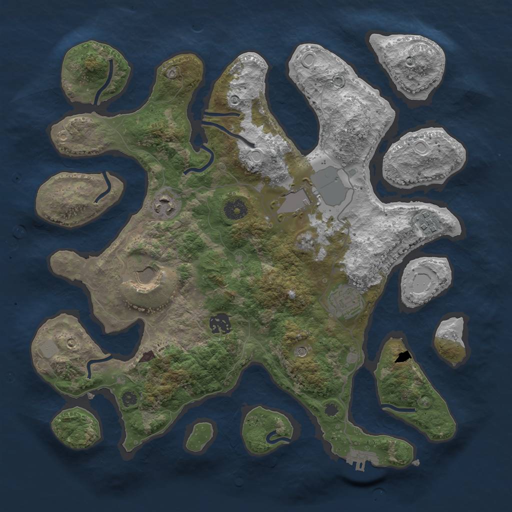 Rust Map: Procedural Map, Size: 3500, Seed: 280427817, 13 Monuments