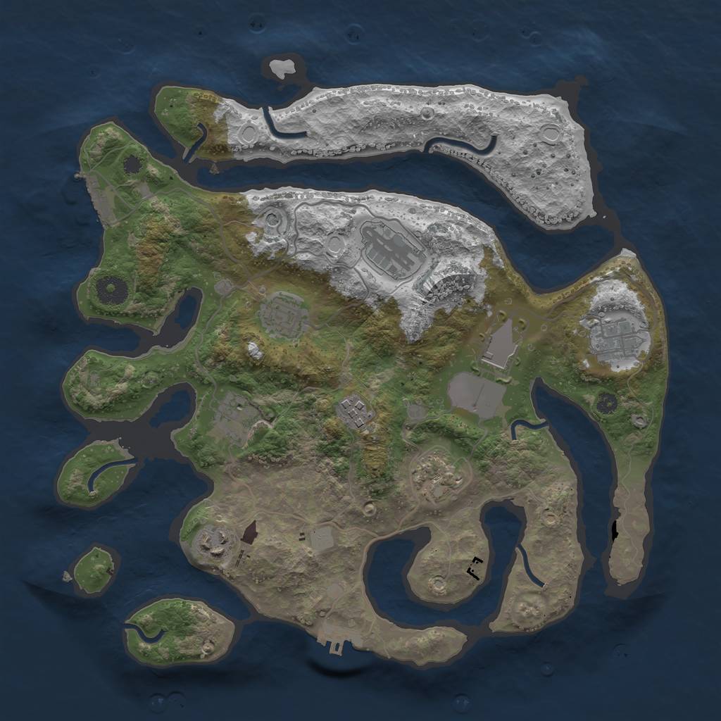 Rust Map: Procedural Map, Size: 3500, Seed: 32164151, 16 Monuments