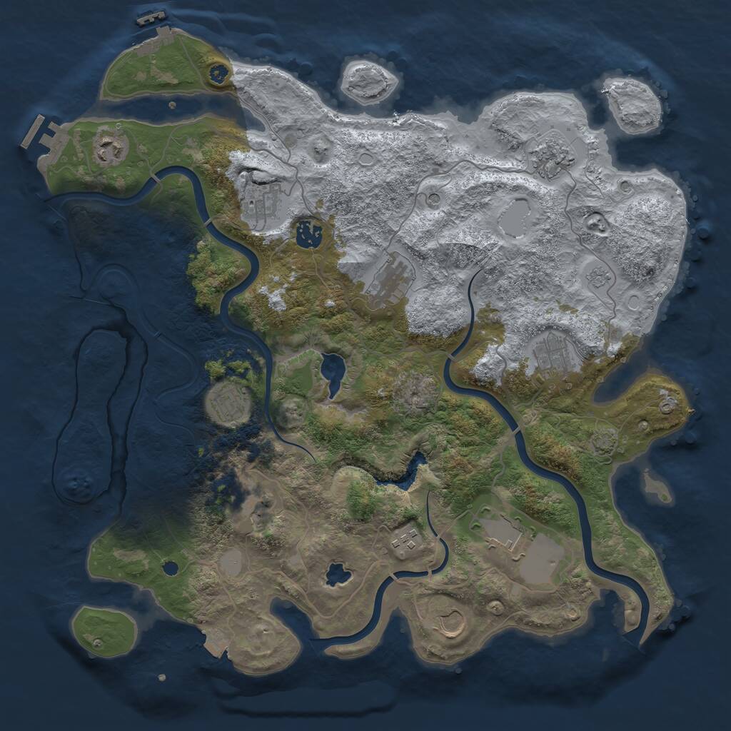 Rust Map: Procedural Map, Size: 4000, Seed: 574, 17 Monuments