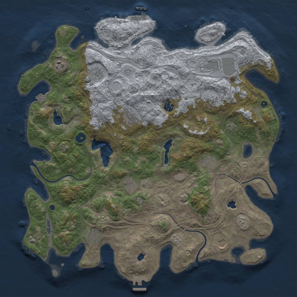 Rust Map: Procedural Map, Size: 4500, Seed: 46373525, 17 Monuments