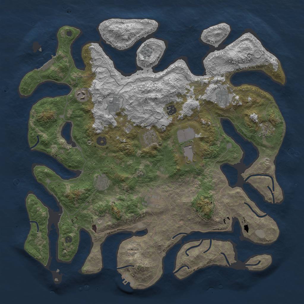 Rust Map: Procedural Map, Size: 4500, Seed: 46373525, 18 Monuments