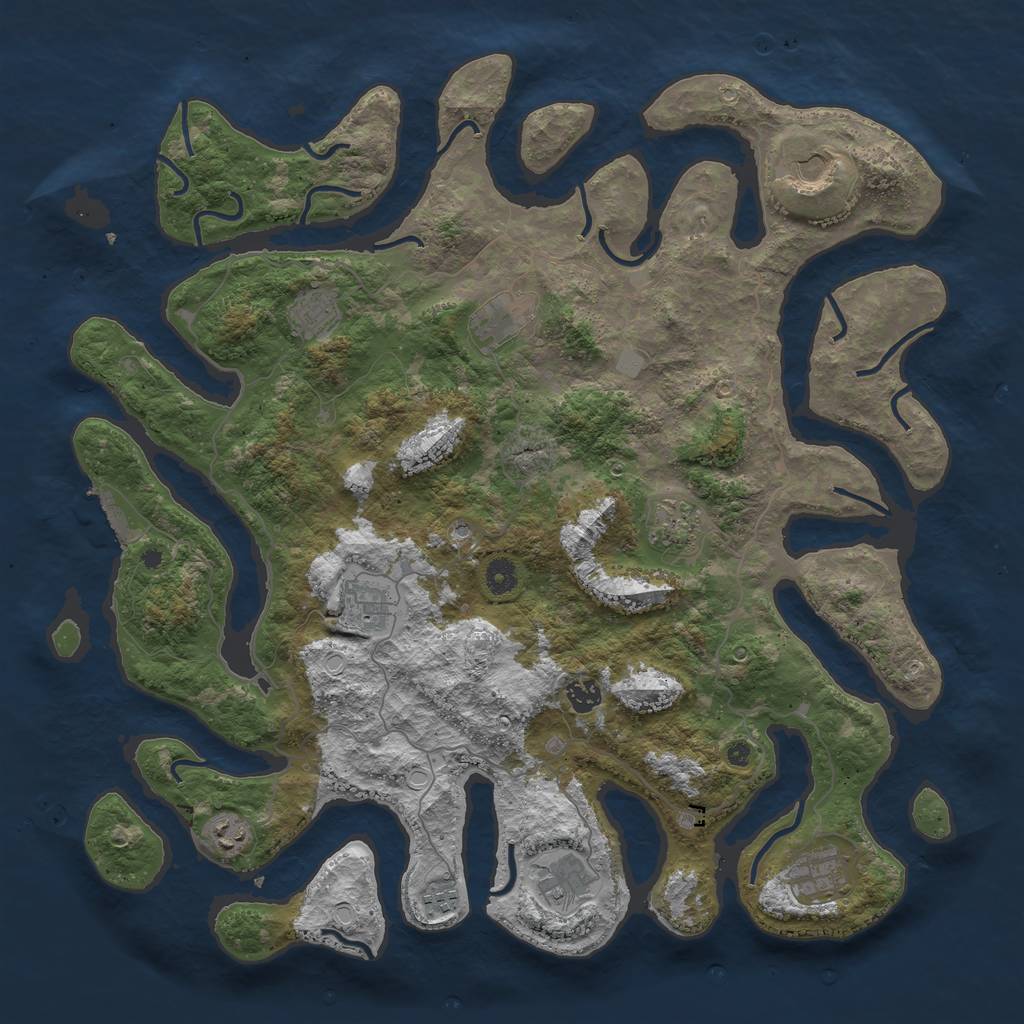 Rust Map: Procedural Map, Size: 4500, Seed: 1256345, 17 Monuments