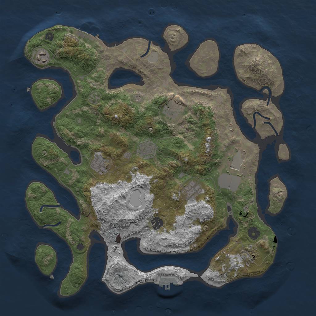 Rust Map: Procedural Map, Size: 3850, Seed: 1974281197, 17 Monuments