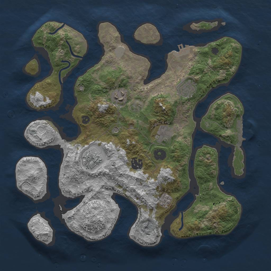 Rust Map: Procedural Map, Size: 3350, Seed: 214590261, 14 Monuments