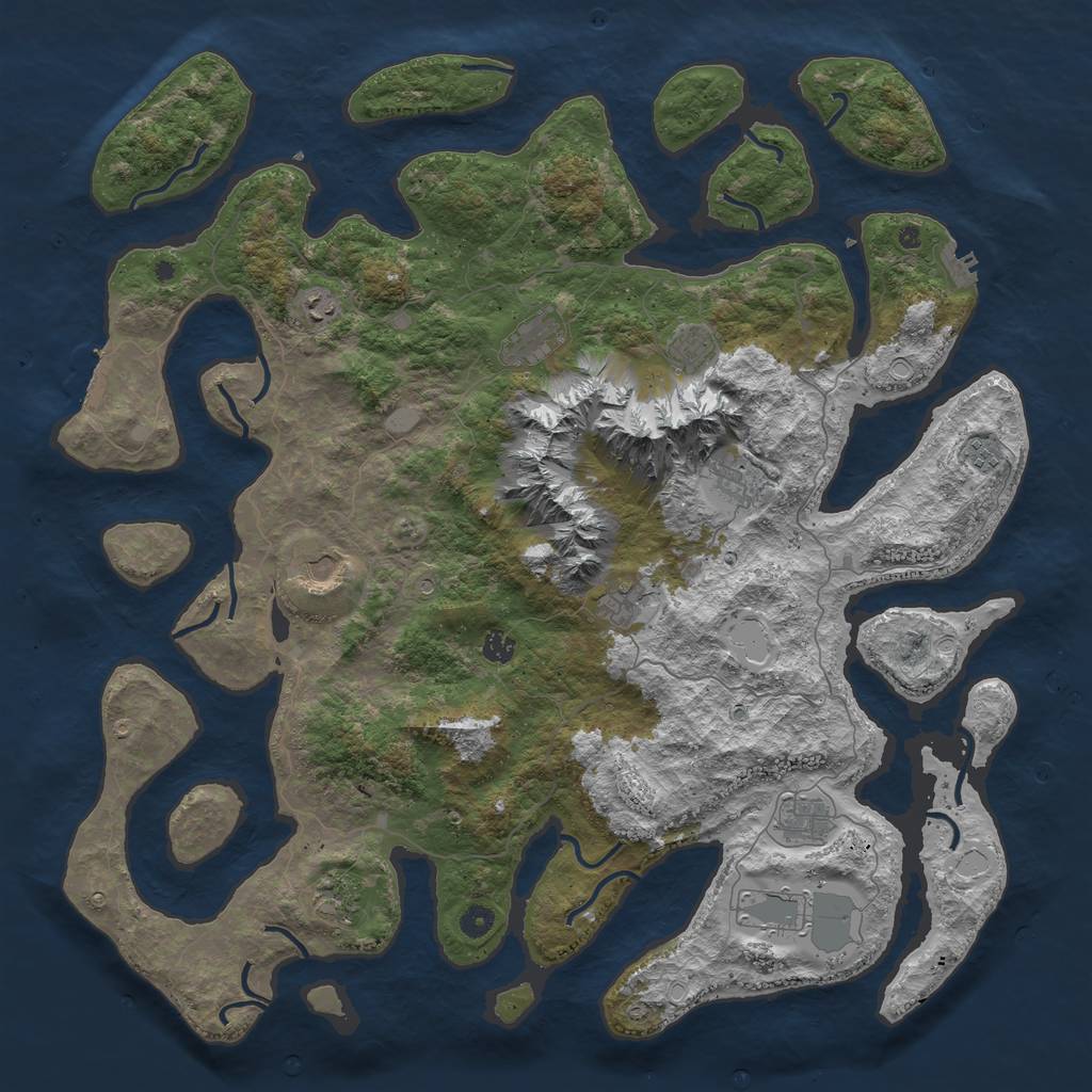 Rust Map: Procedural Map, Size: 5000, Seed: 845511334, 19 Monuments