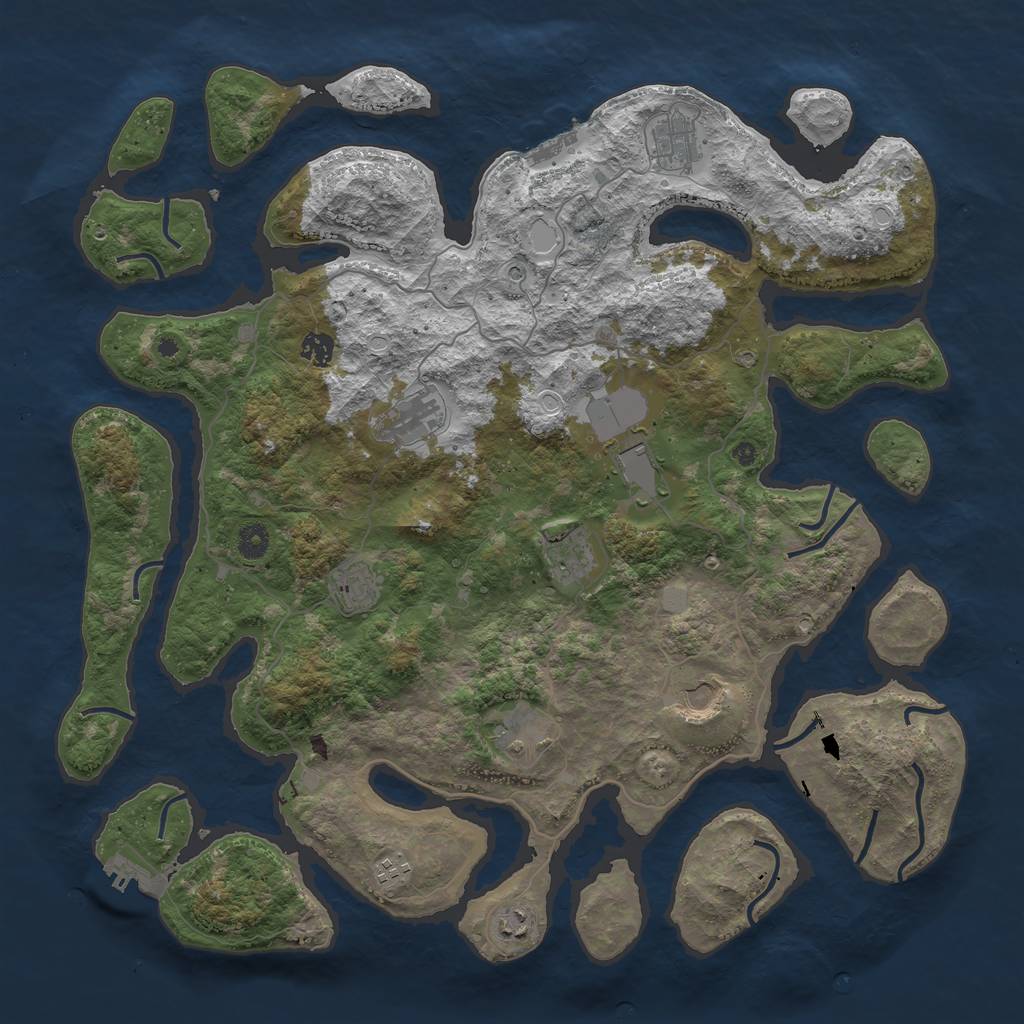 Rust Map: Procedural Map, Size: 4500, Seed: 66659, 18 Monuments