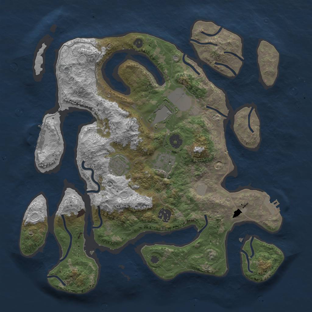 Rust Map: Procedural Map, Size: 3500, Seed: 1487980198, 11 Monuments