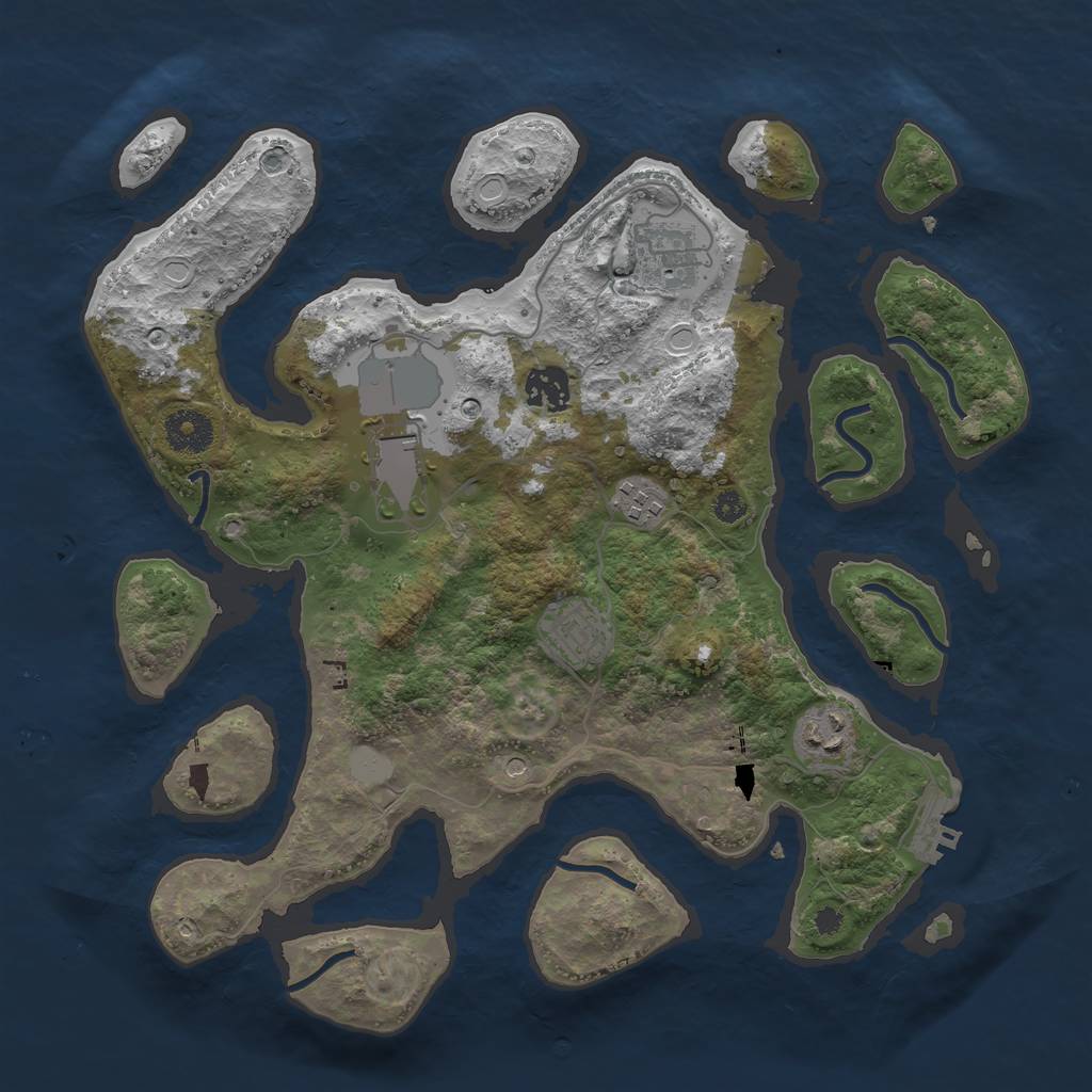 Rust Map: Procedural Map, Size: 3500, Seed: 587324, 13 Monuments