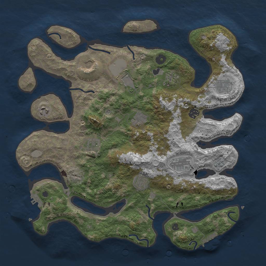 Rust Map: Procedural Map, Size: 3950, Seed: 299674408, 19 Monuments