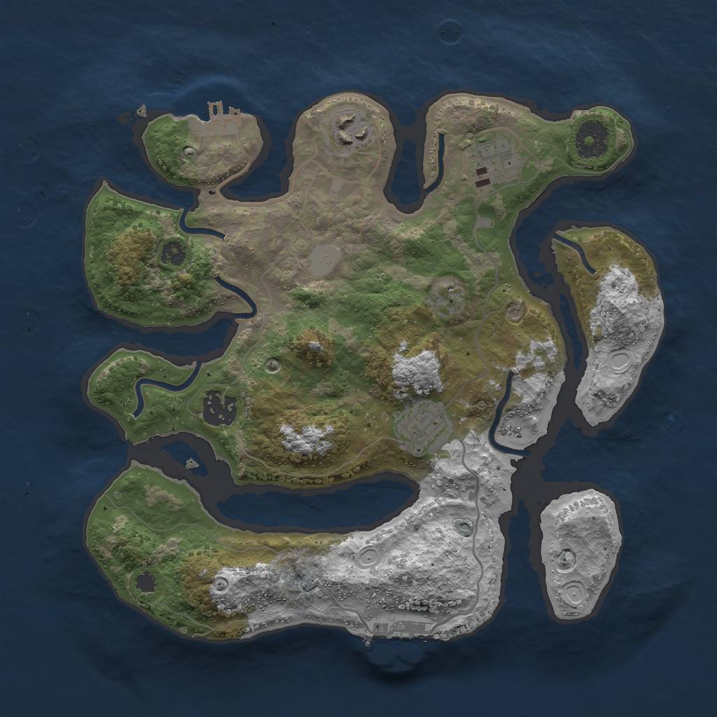 Rust Map: Procedural Map, Size: 3000, Seed: 39192, 11 Monuments
