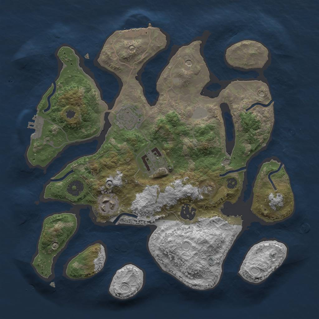 Rust Map: Procedural Map, Size: 3000, Seed: 61467981, 12 Monuments
