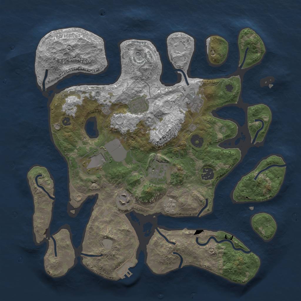 Rust Map: Procedural Map, Size: 3500, Seed: 1801192871, 14 Monuments