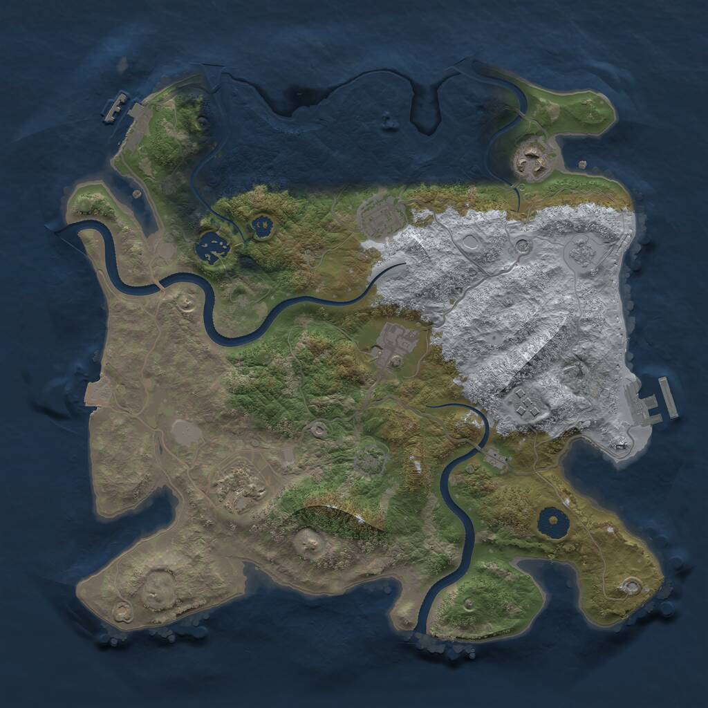 Rust Map: Procedural Map, Size: 3400, Seed: 1878595944, 12 Monuments
