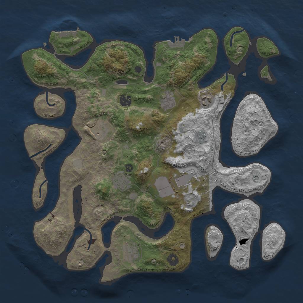 Rust Map: Procedural Map, Size: 3800, Seed: 89764, 16 Monuments