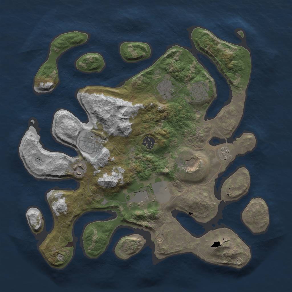 Rust Map: Barren, Size: 3500, Seed: 130, 11 Monuments