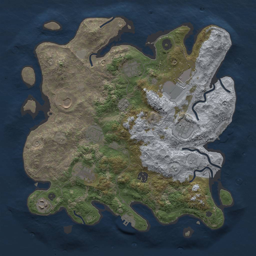 Rust Map: Procedural Map, Size: 3600, Seed: 835518875, 16 Monuments