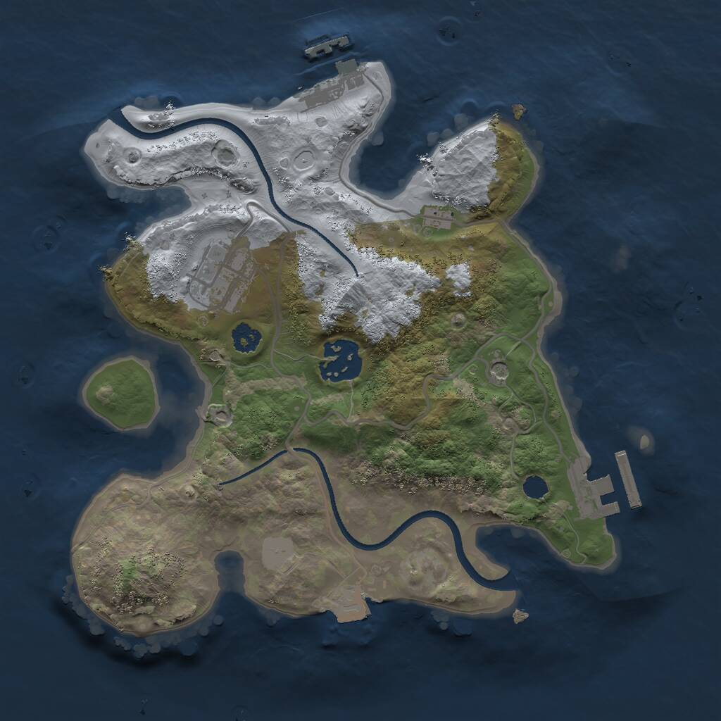 Rust Map: Procedural Map, Size: 2500, Seed: 613862459, 6 Monuments