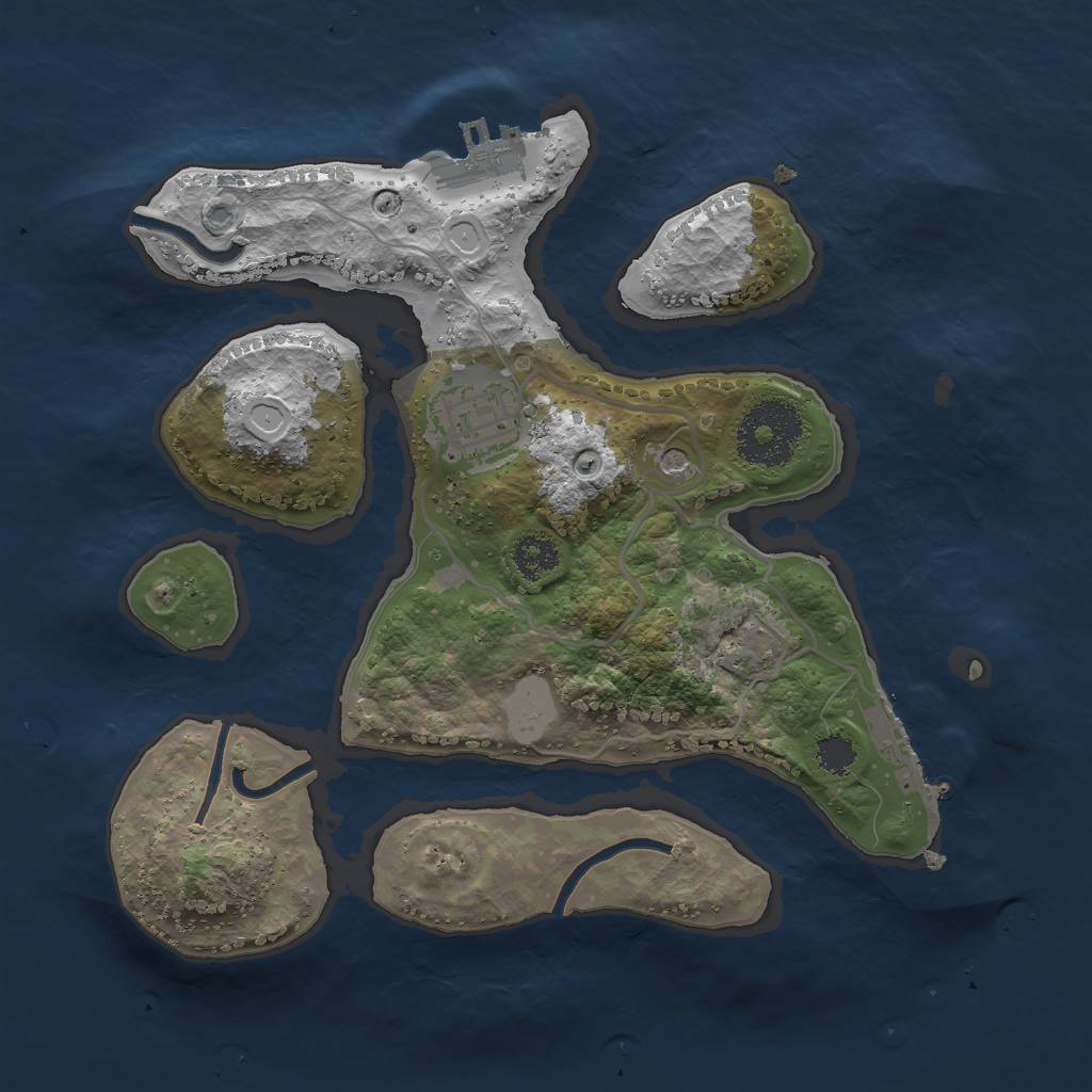 Rust Map: Procedural Map, Size: 2500, Seed: 613862459, 9 Monuments